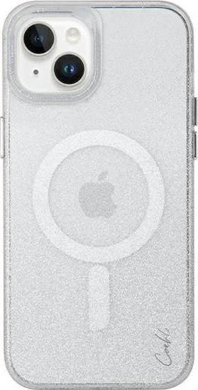 Këse telefoni Uniq Coehl Lumino për iPhone 14, transparente, argjendtë me shkëlqim