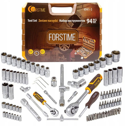 Set veglash Forstime 94 copa, kokëza 1/4" 1/2", 4-32 mm, në kuti