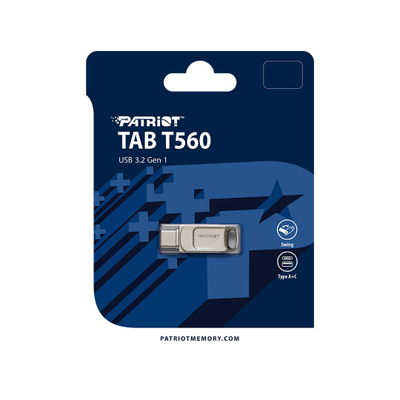 USB Patriot Tab T560, 64GB, USB A dhe USB C, argjendtë