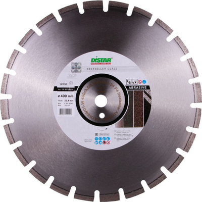 Disk diamant për prerje Distar Bestseller Class, 400x3.5mm, për beton edhe asfalt, ngjyrë argjendtë