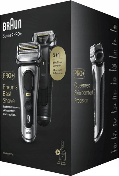 Rroje elektrike Braun Series 9 PRO+ 9567cc, me stacion pastrimi edhe karikimi, me ngjyrë argjendi