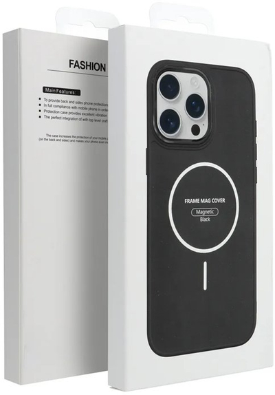 Këllëf telefoni 4Kom FRAME MAG për iPhone 12 Pro, i përshtatshëm me MagSafe, i zi