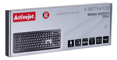 Tastierë Activejet K-3807SW, wireless, e zezë