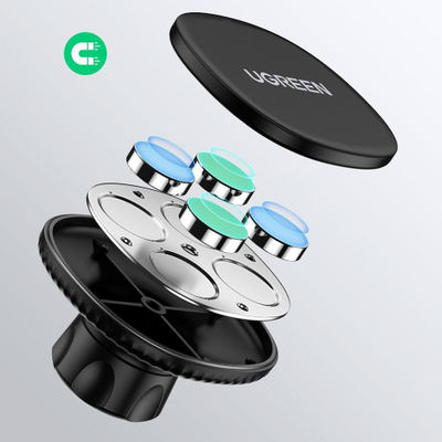 Mbajtëse magnetike për veturë Ugreen LP292, rrotullim 360°, ngjitës 3M, e zezë