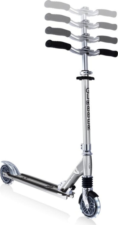 Trotinet Globber Flow Element Comfort Lights, palosës, rrota LED, argjendtë