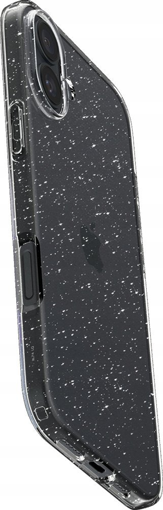 Kapak telefoni Spigen Liquid Crystal Glitter për iPhone 16 Plus, TPU i butë, rri mirë me karikim wireless, transparent me shkëlqim