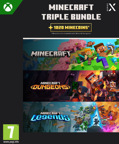 Игра Xbox Minecraft Triple Bundle, 3 игри, 1020 Minecoins, дигитална