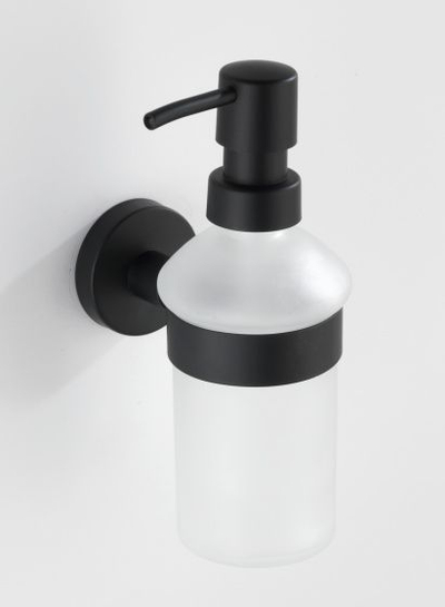 Dispenser sapuni Wenko Bosio, 200 ml, çelik inox, i zi mat edhe i bardhë