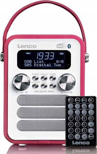 Radio portative Lenco PDR-051, DAB+ FM, Bluetooth, rozë e bardhë