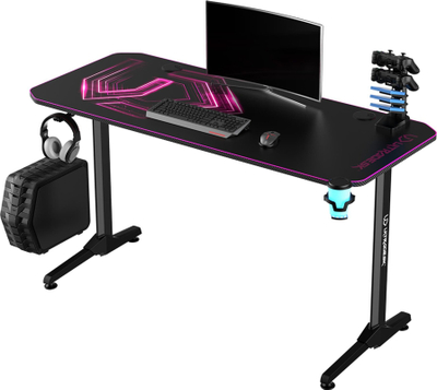 Tavolinë gaming Ultradesk Frag V3, 140 cm, me menaxhim kabllosh, e zezë me rozë