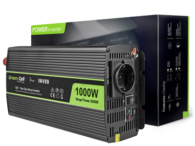 Inverter Green Cell INV09, 12V në 230V, 1000W, i zi