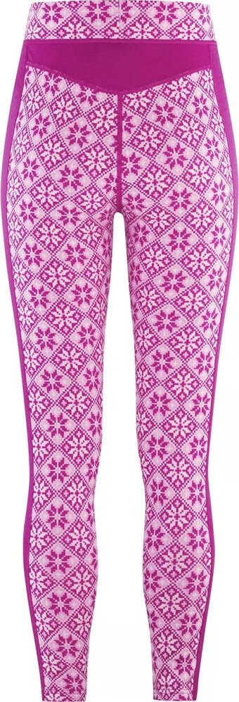 Leggings termike Kari Traa Rose Wool High Waist, lesh Merino, bel i lartë, rozë për goca