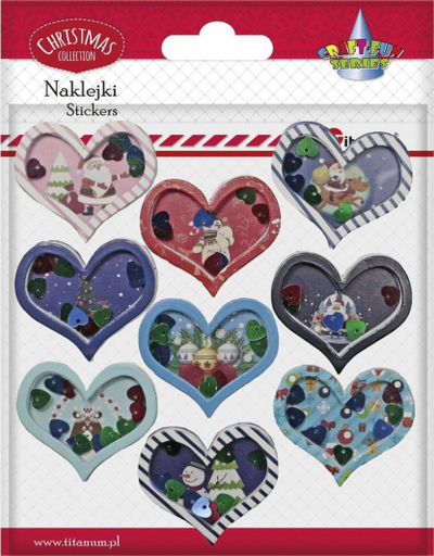 Stickerë 3D për Krishtlindje Titanum Hearts, me figura, me simite që shkëlqejnë