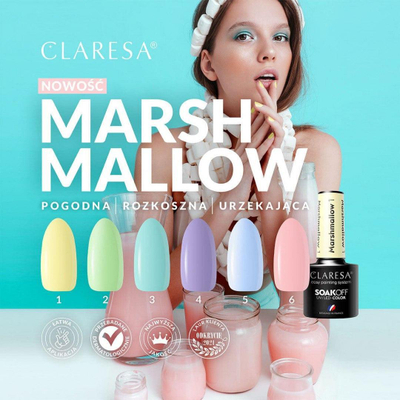 Manikyr xhel Clare sa Marshmallow 6, UV LED SoakOff, 5 g, rozë pastel