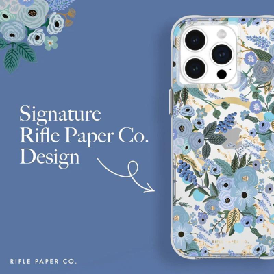 Këllëf telefoni Rifle Paper Co MagSafe, iPhone 15 Pro Max, hard case, Garden Party blu