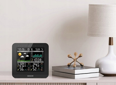 Stacion moti Sencor SWS5800, ekran LCD me ngjyra, sensor wireless, i zi