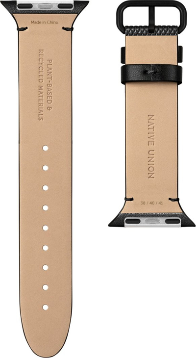 Rrip ore inteligjente Native Union Classic Strap për Apple Watch 38 41mm, material i ricikluar, tokëz metalike, i zi