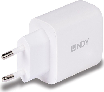 Karikues muror Lindy 73428, 65W, 2 porta USB USB C, i bardhë
