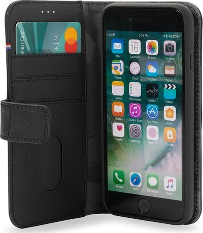 Куќиште-паричник Decoded Leather Detachable Wallet за iPhone SE 2020 2022 8 7, кожа, со џебови за картички, црно