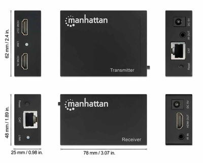 Set zgjerues sinjali Manhattan 207461, 1080p HDMI-Ethernet