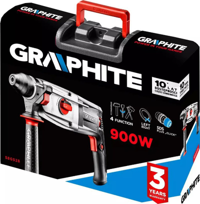 Çekiç rrotullues GRAPHITE SDS-Plus 900W + mbajtëse (58G528)