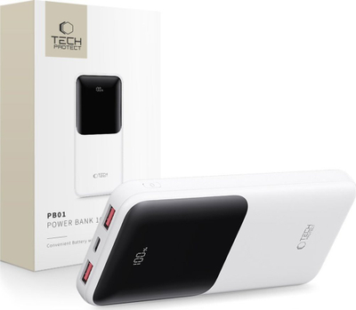 Powerbank Tech-Protect PB01, 10000mAh, 22.5W, i bardhë