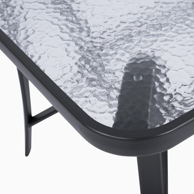 Tavolinë BRUNO, metal + xham të temperuar, 140×80×72 cm (HM5106.01), gri