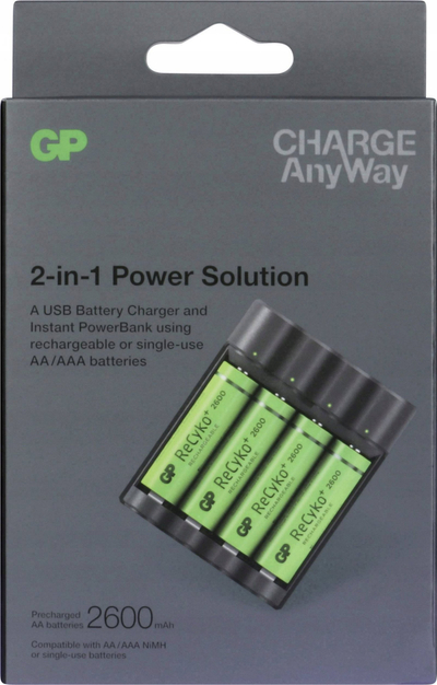 Karikues baterish GP Charge AnyWay 202222, USB, powerbank 2600mAh, gri