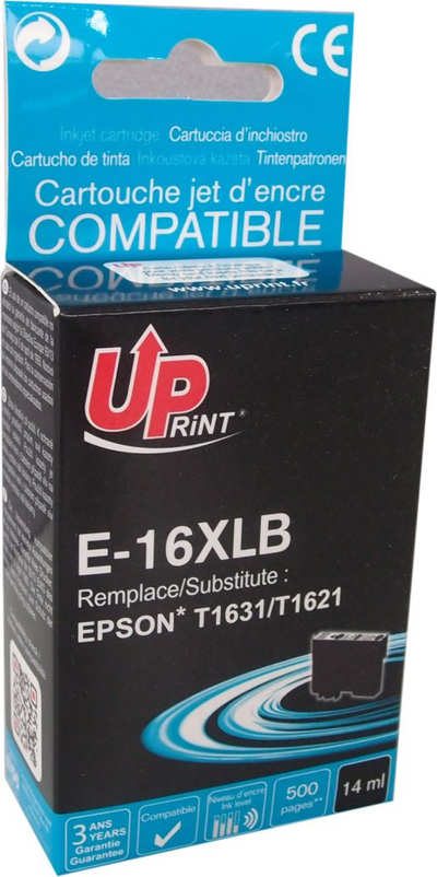 Kartushë boje UPrint E-16XLB C13T16314010, kompatibile me Epson, e zezë