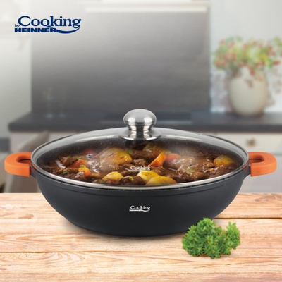 Tigan me kapak Heinner Dark Line, 32 cm, 5.5 L, alumini i derdhur, i zi