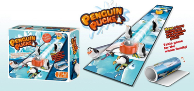 Lojë tavoline Penguin Pucks për gjithë familjen, curling mat, shumëngjyrëshe