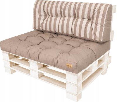 Jastëkë për mobilje paletash Hobbygarden LEO, set dyshek dhe shpinore, 120x80 cm, bezhë me vija