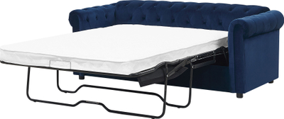 Sofë krevati Beliani Chesterfield Velvet, me palosje, kadife, blu e errët