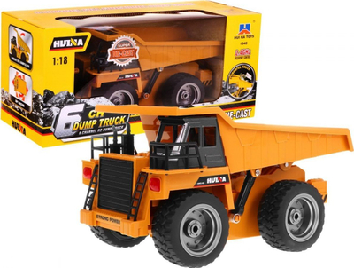 Kamion vetëshkarkues me telekomandë Huina Toys Dump Truck, 2.4GHz, 5 km/h, i verdhë