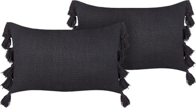 Set jastëkësh dekorativë Beliani LYTHRUM, 2 copë, pambuk 45x45cm, gri e errët