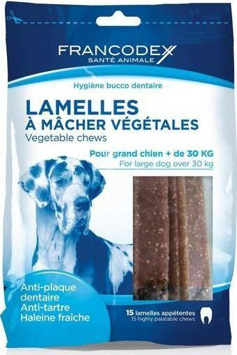 Жвакалки за кучиња FRANCODEX Chewing Strips L, против лош здив од устата, 502.5g, 15 парчиња