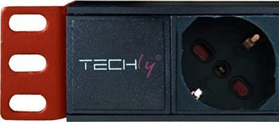 Rrymëndarës rack Techly I-CASE STRIP-81V2, 8x Schuko, 1U 19", 2m, i kuq e zi