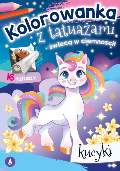 Libër ngjyrosje me tatuazhe Ponies, për kalamaj, me tatuazhe që shkëlqejnë