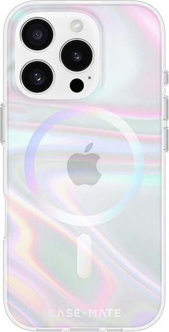 Mbrojtëse telefoni Case-Mate Soap Bubble MagSafe për iPhone 16 Pro, plastike e tejdukshme, që s’e ha rënia, shumëngjyrëshe