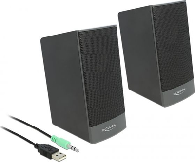 Altoparlantë për PC Delock Stereo 2.0, 3.5 mm, USB, të zinj
