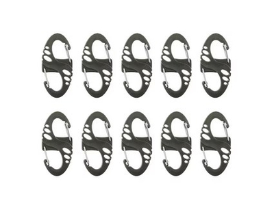 Set karabinash Mil-Tec S-Hook, 10 copë, DuraFlex dhe metal, jeshile