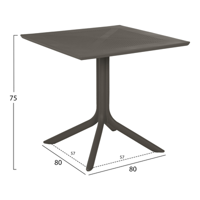 Tavolinë kopshti Lunar HM5930.15, polipropilen, 80x80x75 cm, ulli i errët