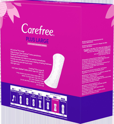 Peceta higjienike Carefree Plus Large Unscented, përditshme, 64 copë, të bardha