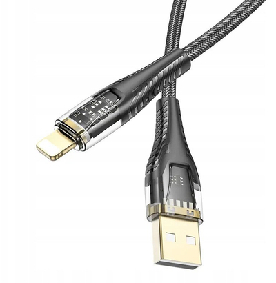 Kabllo karikimi Hoco U121 Gold Standard Crystal, USB A në Lightning, 1.2m, e artë