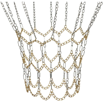 Rrjetë basketbolli Enero me zinxhir çeliku, diametër 45 cm, 12 pika kapje, argjend me ari