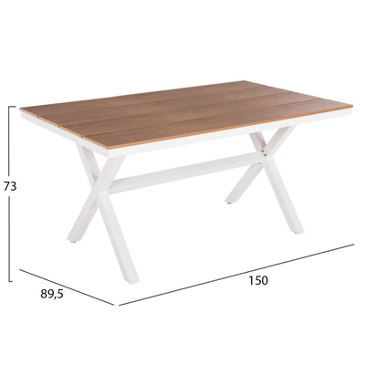 Tavolinë drejtkëndore Tawnee 150×89,5×73 Hcm (HM6037.02), bardhë