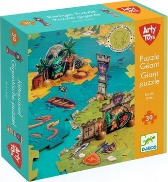 Puzzle gjigant Djeco Arty Toys Battle, 30 pjesë, shumëngjyrësh