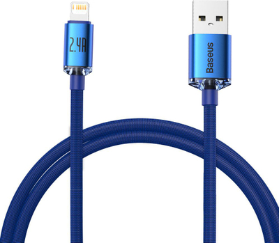 Kabllo USB Baseus Crystal, USB A në Lightning, 1.2m, 2.4A, blu