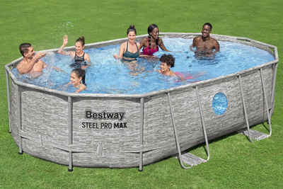 Pishinë me kornizë Bestway Steel Pro Max 56946, 488x305x107 cm, pompë me rërë, blu