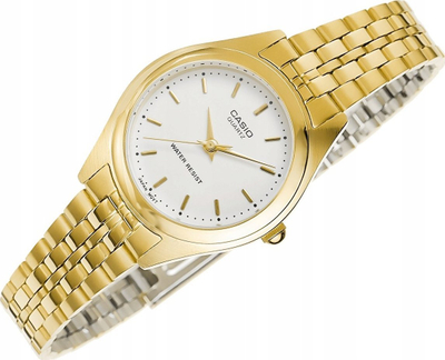 Orë gocash Casio LTP-1129N-7ARDF, çelik inox, 3 ATM kundra ujit, ngjyrë ari